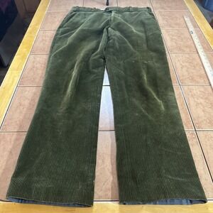 Magee Corduroy Olive Green Trousers Nice Plain Front Wide Cords Pants Sz 34 x 30